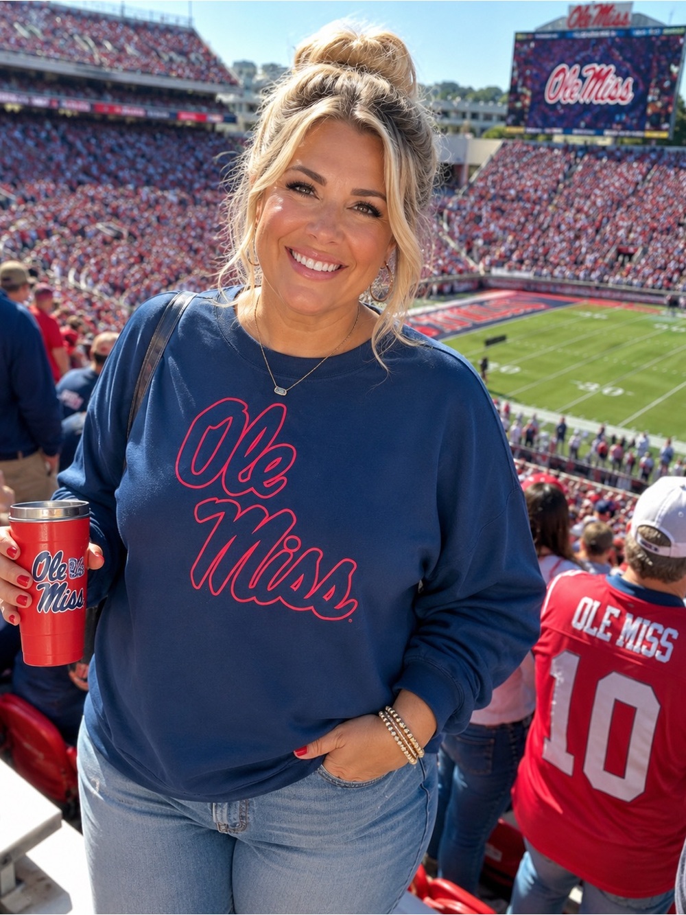 Concepts Sport Ole Miss Cropped Sweatshirt 2XL Blue Red NCAA Lounge Pullover